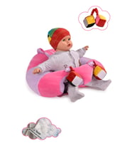 Oyuncaklı Bebek Oturma Destek Minderi - Devrilmez Bebek Koltuğu - Büyük Bebek Oturağı 7 (Pembe-Lila)