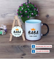 Babalar Günü Hediyesi Kupa Bardak Kırmızı ve Ahşap Anahtarlık HediyeBabaya Hediye (Model 8)