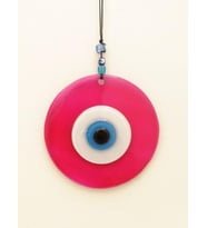 Renkli Cam Hediyelik Nazarlık Duvar Süsü Nazar Boncuğu (Pembe)