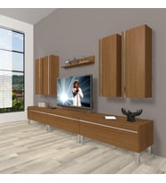 Decoraktiv Eko 8d Mdf Krom Ayaklı Tv Ünitesi Tv Sehpası (Ceviz)