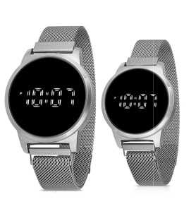Polo Air Çiftlere Özel Bay Bayan Led Touch Takım Saat Sevgili Saati cift0035e (Gümüş)