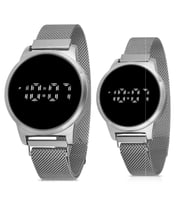 Polo Air Çiftlere Özel Bay Bayan Led Touch Takım Saat Sevgili Saati cift0035e (Gümüş)