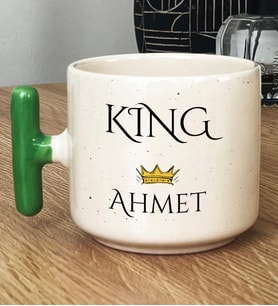 Kişiye Özel King Hediye T Kupa Bardak Sevgiliye Hediye (Yeşil)