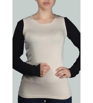 Sıfır Kol Bisiklet Yaka Likralı Penye Kadın Body (Krem)