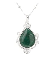Gümüşcüm Jade Yeşim Taşlı Otantik Gümüş Kadın Kolye (Altın)
