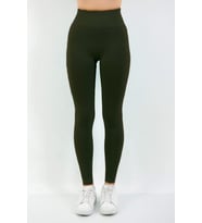 Kadın Yüksek Bel Büzgülü Toparlayıcı Fitness Tayt 16312 0029-25 (Haki)