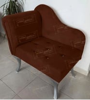 Yeni Model Tekli Köşe Koltuğu Josefin Bench Gümüş Ayak (Kahverengi)