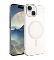 iPhone 15 Kılıf Wireless Şarj Özellikli Pixel Magsafe Kılıf (Gümüş)