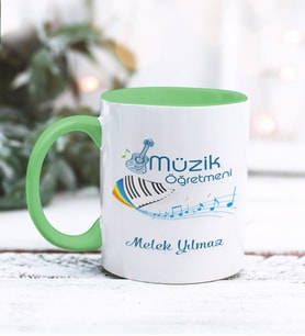 Müzik Öğretmeni Tasarımlı Kişiye Özel Kupa Bardak (Yeşil)