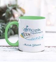 Müzik Öğretmeni Tasarımlı Kişiye Özel Kupa Bardak (Yeşil)