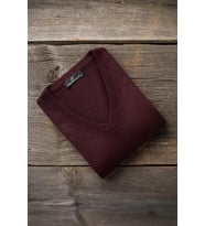 Woolen World V Yaka Battal (Büyük Boy) Yünlü Triko Kazak (Bordo)