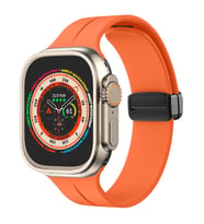 Apple Watch 49mm Ultra Seri Uyumlu Coastal Manyetik Tokalı Silikon Kordon (Turuncu)