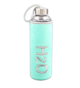 Peluş Kılıflı 600ml Cam Matara (Turkuaz)