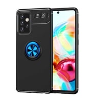 Galaxy A72 Kılıf Zore Ravel Yüzüklü Silikon Kılıf (Siyah-Mavi)
