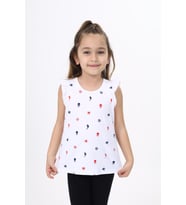 Toontoy Kız Çocuk Baskılı Atlet (Beyaz)