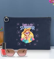 BK Gİft Yaz Temalı-2 Astarlı Portföy Çanta 30x21cm(12 Renk Seçeneği), Baskılı El Çantası, Organizer Çanta (Lacivert)