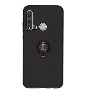 İFACE Huawei P20 Lite 2019 6.4 inc Yüzüklü Silikon Telefon Kılıfı (Siyah-Siyah)