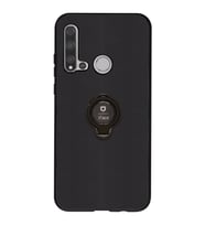 İFACE Huawei P20 Lite 2019 6.4 inc Yüzüklü Silikon Telefon Kılıfı (Siyah-Siyah)