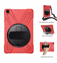 Samsung Galaxy Tab A 10.1 T510 T515 T517 Kılıf Defender Askılı Zırhlı Tank Case (Kırmızı)
