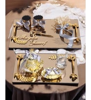 Harmony Gold Söz Nişan Tepsisi ve Damat Kahve Fincan Tepsisi (Gri)