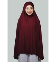 Hazır Türban Peçeli Pratik Eşarp Tesettür Nikaplı Hijab - Namaz Örtüsü Sufle (5XL) (Bordo)