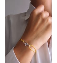 Tiffany Model Deri İpli El Yapımı Silver Renkli Bileklik (Sarı)