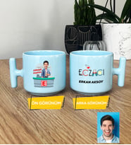 Kişiye Özel Karikatürlü Eczacı Hediye Pastel T Kupa Erkek Ezacıya Tıp Bayramı Hediyesi (Mavi)