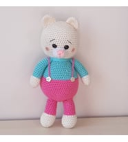 Amigurumi Örgü Oyuncak Renkli Ayı Pembe (Beyaz)