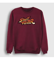 Presmono Unisex Beyaz Logo Oyun Street Fighter Sweatshirt 324179tt (Bordo)