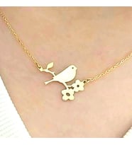 Kadın Tek Kuş Model 925 Ayar Gümüş Kolye (14 Şubat Sevgililer Günü Hediyesi) 9885465247 (Gold)