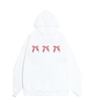 Y2K Vintage Pembe Kurdele Tasarım Sweatshirt (Beyaz)