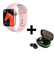 Smart Watch 7 Akıllı Saat ve Işıklı Oyuncu Kulaklıklı İkili Paket (Pembe)