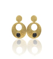 Kadir Jewellery 22 Ayar Altın Kaplama Vintage Küpe -El İşçiliği Ve Hipoalerjenik Küpe (Siyah)