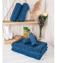 %100 Pamuk 6 Parça Microcotton Mutfak Havlusu / El & Yüz Havlusu / Banyo Havlusu Seti Hürsan Saphir (03)