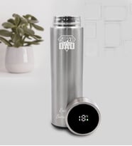 Super Dad Tasarımlı Kişiye Özel Tasarım 500 ML Dereceli Termos (Gümüş)