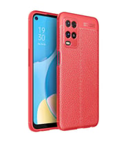 Oppo A54 4G Kılıf Deri Tarzı Niss Silikon Case (Kırmızı)