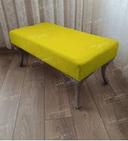 Ayak Ucu Kapı Önü Antre Düz Bench Puf Orta Sehpa Gümüş Ayak 120 cm (Sarı)