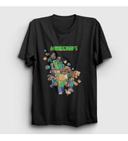 Presmono Unisex Beyaz All Minecraft T-Shirt 28752tt (Siyah)