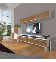 Decoraktiv Ekoflex 6y Mdf Retro Tv Ünitesi Tv Sehpası (Beyaz - Ceviz)