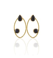 Kadir Jewellery 22 Ayar Altın Kaplama Geometrik Küpe -El İşçiliği Ve Hipoalerjenik Küpe (Mor)