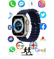 Apple iPhone SE Uyumlu Akıllı Saat Watch 8 Ultra 49MM AMOLED EKRAN (Lacivert)