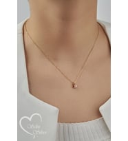 DAMLA MODEL TURUNCU TAŞLI KOLYE GOLD, GÜMÜŞ VE ROSE RENK 925 AYAR GÜMÜŞ KOLYE (Gold)