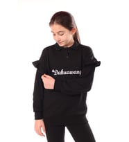 Toontoy Kız Çocuk Nakışlı Sweatshirt (Siyah)