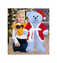 80 Cm Noel Baba Şapkalı Ayıcık Yeni Yıl , Yılbaşı Hediyesi (Mavi)