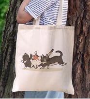 BK Gift Kedi Tasarımlı Kanvas Bez Çanta, Baskılı Omuz Çantası, Alışveriş Çantası, Plaj Çantası, Arkadaşa Hediye (Model 4)