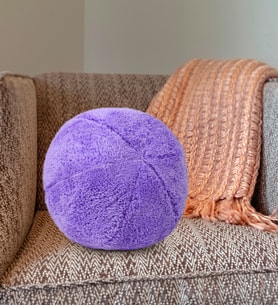 Dekoratif Peluş Top Kırlent Yastık (Mor)