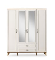 Irmak 4 Kapılı 2 Çekmeceli Gardrop Elbise Dolabı 160x48x195cm (Ekru)