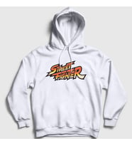 Presmono Unisex Gri Logo Oyun Street Fighter Kapüşonlu Sweatshirt 324231tt (Beyaz)