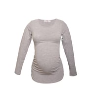LuvmaBelly 2301-2309 Pamuklu Uzun Kollu Hamile T-Shirt (Gri)