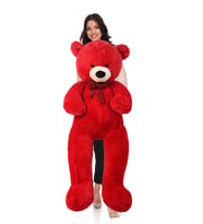 Sevimli Papyonlu Büyük Peluş Ayıcık, 130 cm- % 100 Yerli (Kırmızı)
